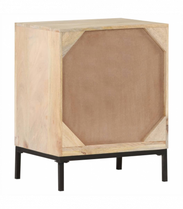 vidaXL Bedside Cabinet 40x30x50 cm Solid Mango Wood and Natural Cane