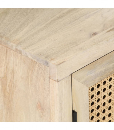 vidaXL Bedside Cabinet 40x30x50 cm Solid Mango Wood and Natural Cane