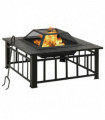 vidaXL Fire Pit with Poker 79x79x46.5 cm XXL Steel