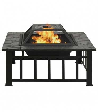 vidaXL Fire Pit with Poker 79x79x46.5 cm XXL Steel