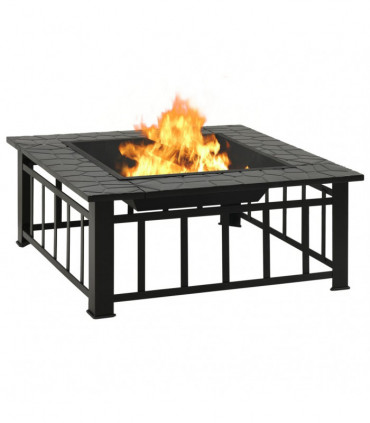 vidaXL Fire Pit with Poker 79x79x46.5 cm XXL Steel