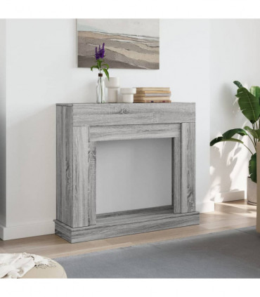 vidaXL Fireplace Surround Grey Sonoma 100x30x87.5 cm Engineered Wood