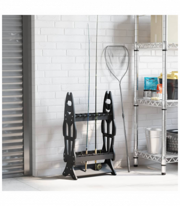 vidaXL Fishing Rod Rack for 16 Rods Black