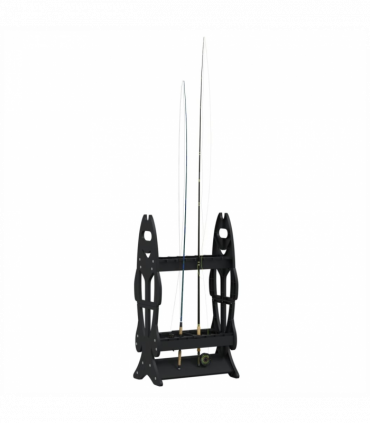 vidaXL Fishing Rod Rack for 16 Rods Black
