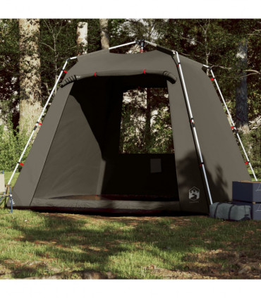 vidaXL Fishing Tent 4-Person Brown Quick Release