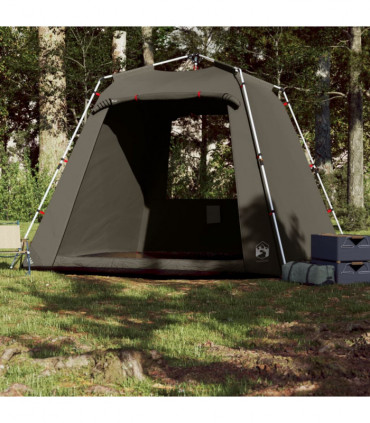 vidaXL Fishing Tent 4-Person Brown Quick Release