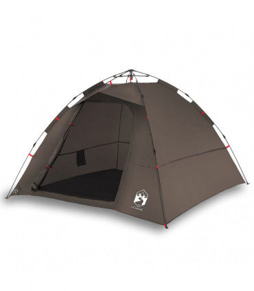 vidaXL Fishing Tent 4-Person Brown Quick Release