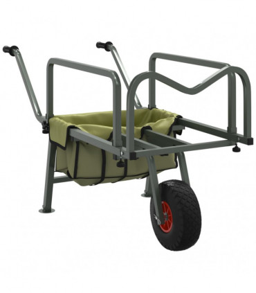 vidaXL Fishing Trolley Green with Wheel Powder-coated Steel
