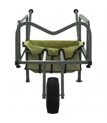 vidaXL Fishing Trolley Green with Wheel Powder-coated Steel