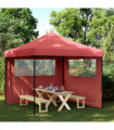 vidaXL Foldable Party Tent Pop-Up with 2 Sidewalls Burgundy