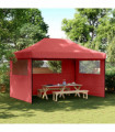 vidaXL Foldable Party Tent Pop-Up with 3 Sidewalls Burgundy