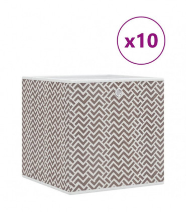 vidaXL Foldable Storage Boxes 10 pcs Brown 32x32x32 cm Non-woven Fabric