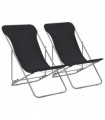 vidaXL Folding Beach Chairs 2 pcs Steel and Oxford Fabric Black