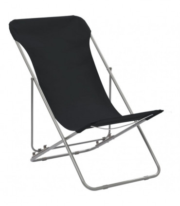 vidaXL Folding Beach Chairs 2 pcs Steel and Oxford Fabric Black