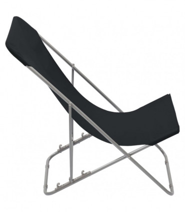 vidaXL Folding Beach Chairs 2 pcs Steel and Oxford Fabric Black