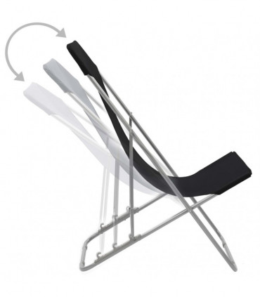 vidaXL Folding Beach Chairs 2 pcs Steel and Oxford Fabric Black