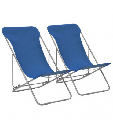 vidaXL Folding Beach Chairs 2 pcs Steel and Oxford Fabric Blue