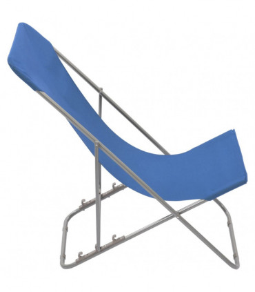 vidaXL Folding Beach Chairs 2 pcs Steel and Oxford Fabric Blue