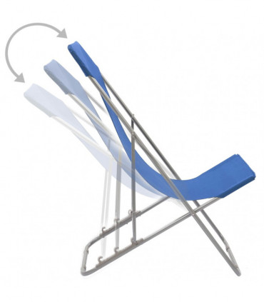vidaXL Folding Beach Chairs 2 pcs Steel and Oxford Fabric Blue