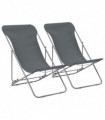 vidaXL Folding Beach Chairs 2 pcs Steel and Oxford Fabric Grey