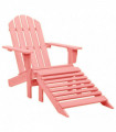 vidaXL Garden Adirondack Chair with Ottoman Solid Fir Wood Pink