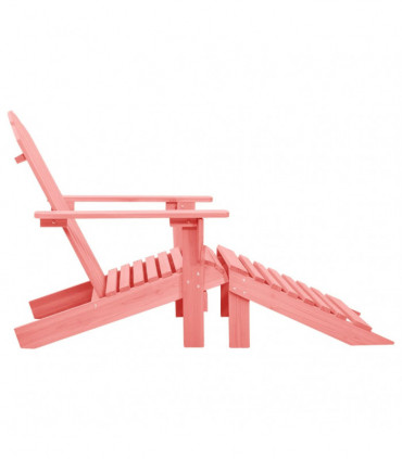 vidaXL Garden Adirondack Chair with Ottoman Solid Fir Wood Pink