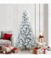 vidaXL Artificial Hinged Christmas Tree Snow Flocked White 210 cm