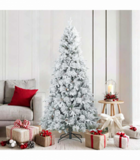vidaXL Artificial Hinged Christmas Tree Snow Flocked White 180 cm