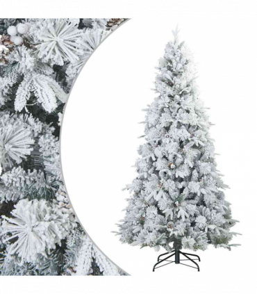 vidaXL Artificial Hinged Christmas Tree Snow Flocked White 180 cm
