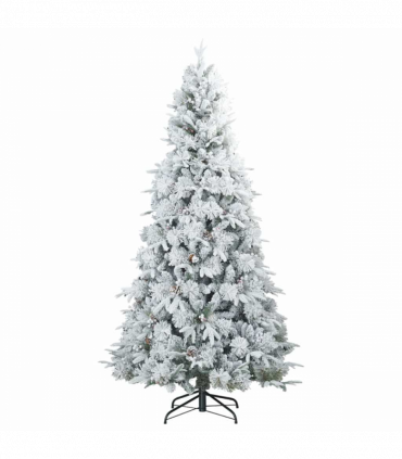 vidaXL Artificial Hinged Christmas Tree Snow Flocked White 180 cm
