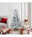 vidaXL Artificial Hinged Christmas Tree Snow Flocked White 150 cm