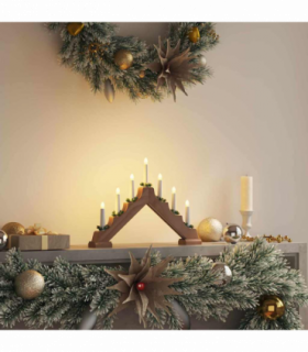 vidaXL Christmas Candle Bridge Brown 39.5 x 5 x 29 cm Solid Pine Wood