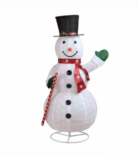 1.7M Lighted Snowman Holding Candy Cane Christmas Yard Decorations, Pre-lit Pull Up Snowman with 240 White LEDs, for Xmas Outdoor Holiday Indoor Decor Lighted Holiday Displays, White