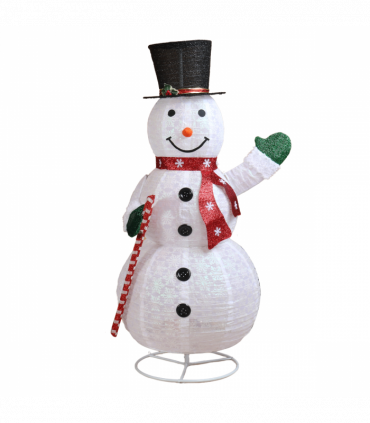 1.7M Lighted Snowman Holding Candy Cane Christmas Yard Decorations, Pre-lit Pull Up Snowman with 240 White LEDs, for Xmas Outdoor Holiday Indoor Decor Lighted Holiday Displays, White