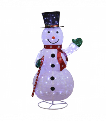 1.7M Lighted Snowman Holding Candy Cane Christmas Yard Decorations, Pre-lit Pull Up Snowman with 240 White LEDs, for Xmas Outdoor Holiday Indoor Decor Lighted Holiday Displays, White