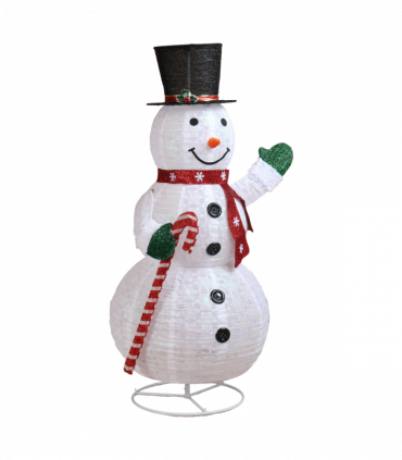 1.7M Lighted Snowman Holding Candy Cane Christmas Yard Decorations, Pre-lit Pull Up Snowman with 240 White LEDs, for Xmas Outdoor Holiday Indoor Decor Lighted Holiday Displays, White