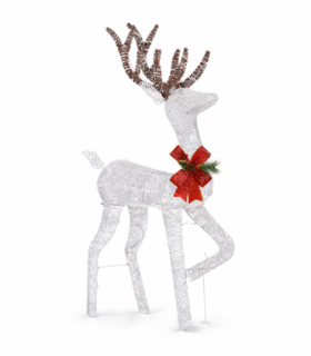 1.2M Lighted Reindeer Christmas Decorations, Pre-lit Holiday Decor with 90 Warm White LED Lights for Xmas Outdoor Indoor Decor Lighted Holiday Displays, White