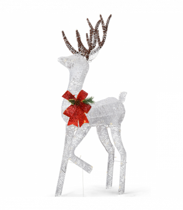 1.2M Lighted Reindeer Christmas Decorations, Pre-lit Holiday Decor with 90 Warm White LED Lights for Xmas Outdoor Indoor Decor Lighted Holiday Displays, White