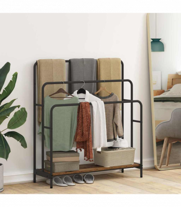 vidaXL Cloth Rack Old wood 90 x 30 x 100.5 cm Engineered wood