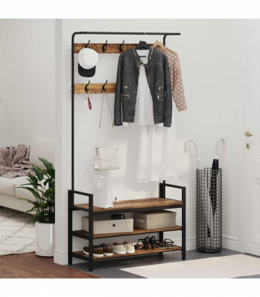 vidaXL Coat Rack with Shelf Old wood 95 x 34 x 184 cm Engineered wood