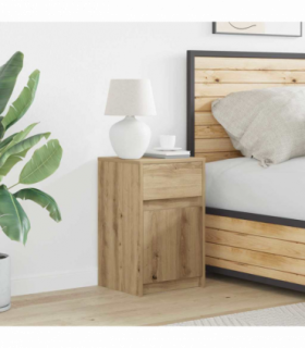 vidaXL LED Bedside Cabinet Artisan oak 38 x 34 x 61 cm Engineered wood