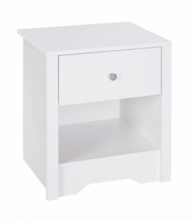 Solid wood White & Silver handle 53Wx42.5Dx59H cm Bedside Table-White