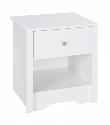 Solid wood White & Silver handle 53Wx42.5Dx59H cm Bedside Table-White
