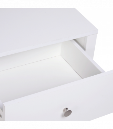 Solid wood White & Silver handle 53Wx42.5Dx59H cm Bedside Table-White