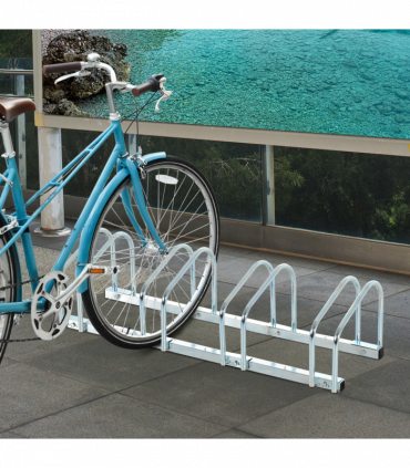 5 Bike Parking Rack Locking Storage Stand Holder Floor Wall Mount HOMCOM