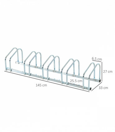 5 Bike Parking Rack Locking Storage Stand Holder Floor Wall Mount HOMCOM