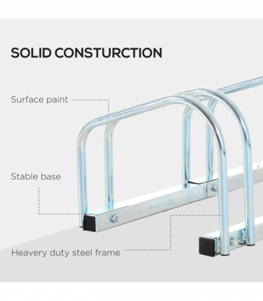 5 Bike Parking Rack Locking Storage Stand Holder Floor Wall Mount HOMCOM