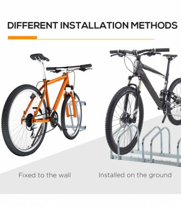 5 Bike Parking Rack Locking Storage Stand Holder Floor Wall Mount HOMCOM