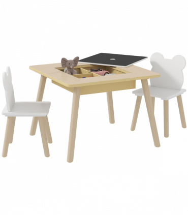 AIYAPLAY 3-Piece Toddler Table and Chairs Set for Nursery, Playroom