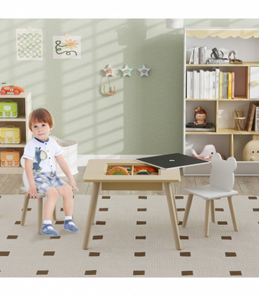 AIYAPLAY 3-Piece Toddler Table and Chairs Set for Nursery, Playroom